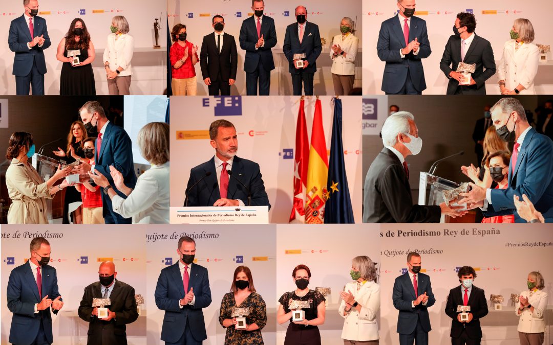 El Rey Felipe VI entrega los Premios Internacionales de Periodismo Rey de España a los nueve premiados en su 38ª edición.