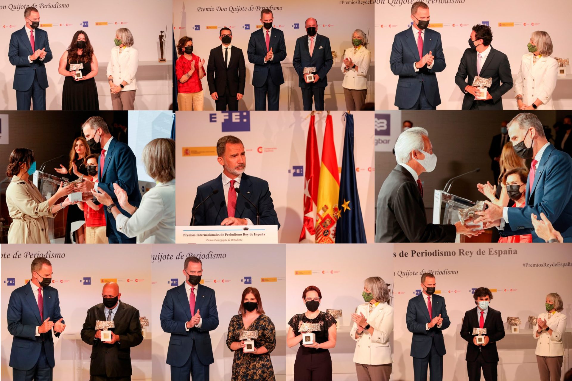 El Rey Felipe VI entrega los Premios Internacionales de Periodismo Rey de España a los nueve premiados en su 38ª edición.