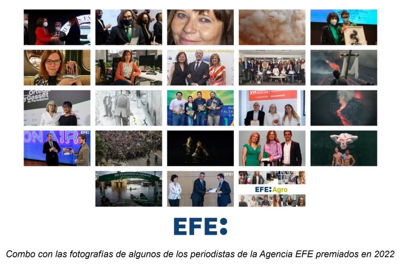 Combo con las fotografías de algunos de los periodistas de la Agencia EFE premiados en 2022