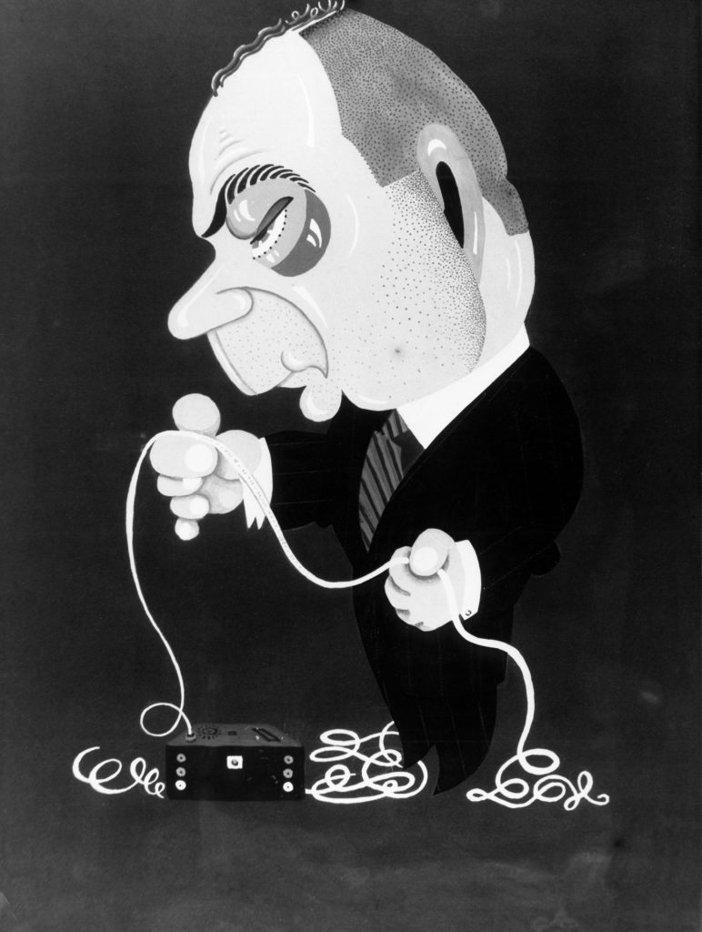 Madrid, años 50.- Caricatura del historiador y periodista Pedro Gómez Aparicio, director de la Agencia Efe. EFE/svb.