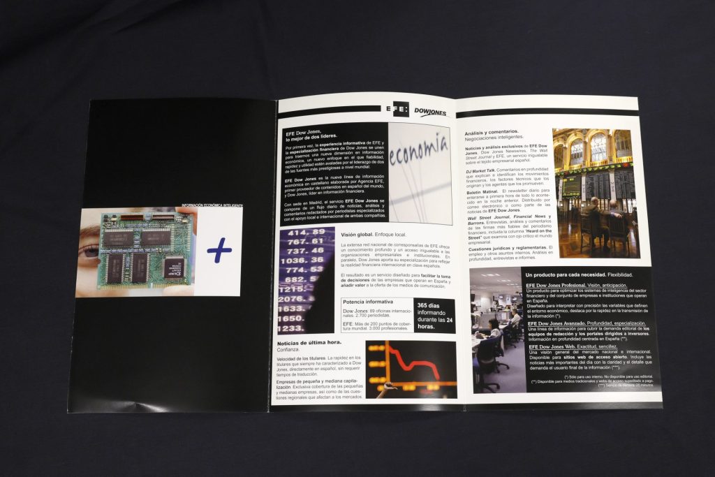 Folleto informativo del servicio EFE-Dow Jones de información económico-financiera. EFE/Ballesteros