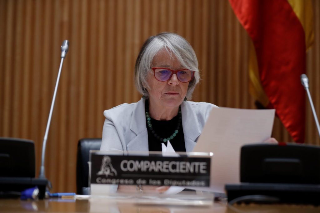 MADRID, 04/05/2020.- La periodista Gabriela Cañas, propuesta por el Gobierno para ser la próxima presidenta de la Agencia Efe, en su comparecencia este lunes ante la Comisión Constitucional del Congreso. EFE/ Emilio Naranjo 