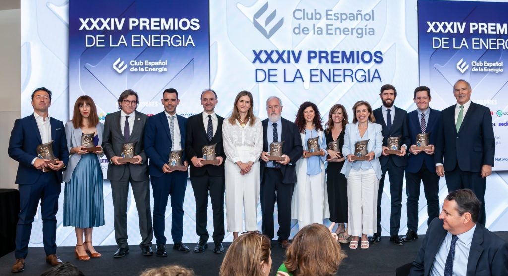 Foto de familia de los galardonados en la XXXIV edición de los Premios de la Energía, otorgados por el Club de la Energía. Foto cedida por Enerclub