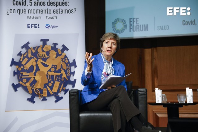 Madrid, 26/03/2025.- María Jesús Álava Reyes, psicóloga y directora del Centro de Psicología Álava Reyes y del Instituto de Bienestar Psicológico y Social , interviene en el Foro “Covid, cinco años después. ¿En qué momento estamos?”, organizado por EFESalud en Madrid. EFE/ David Fernández