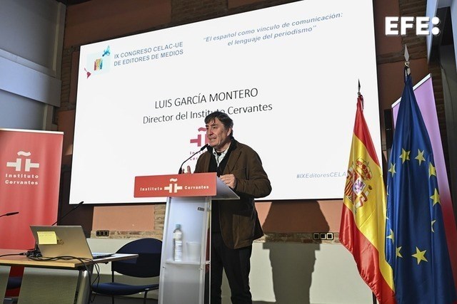 Alcalá de Henares (Madrid) 18/03/2026.- El director del Instituto Cervantes, Luis García Montero durante el discurso inaugural del IX Congreso de Editores de Europa, América Latina y el Caribe celebrado en el Instituto Cervantes de Alcalá de Henares, en Madrid. EFE/ Fernando Villar
