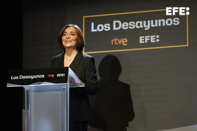 Madrid, 19/03/2026.- La presentadora y directora del Telediario 2 de RTVE, Pepa Bueno, interviene en la presentación del programa 